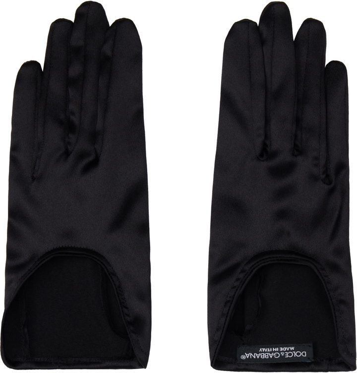 Photo: Dolce&Gabbana Black Short Silk Satin Gloves