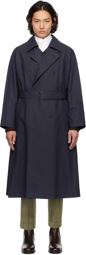 Photo: YLÈVE Navy Highdensity Cotton Broad Liner Trench Coat