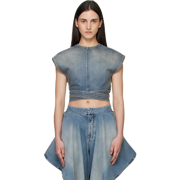 Photo: ALAÏA Blue Belted Denim Blouse