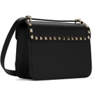 Valentino Garavani Black Rockstud Small Shoulder Grainy Calfskin Bag