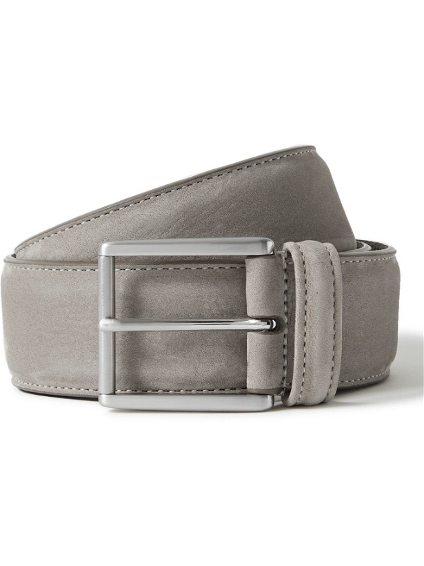Photo: ANDERSON'S - 4cm Suede Belt - Gray