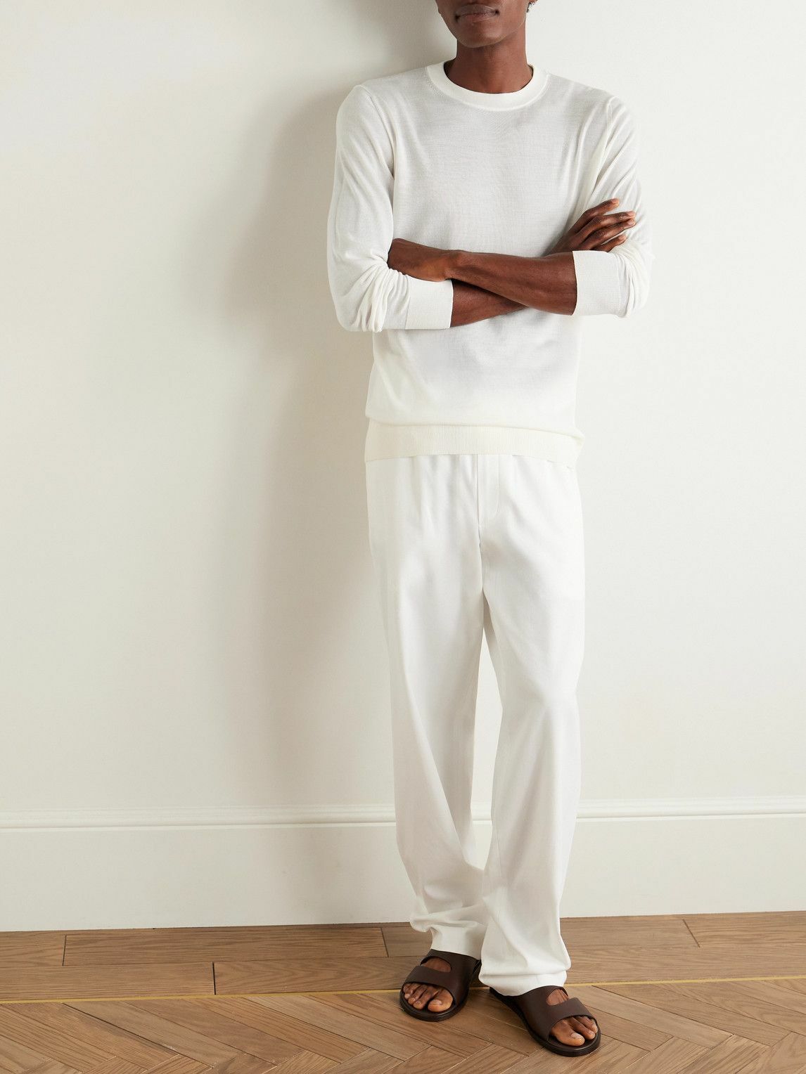 Caruso - Wool, Silk and Cashmere-Blend Sweater - White