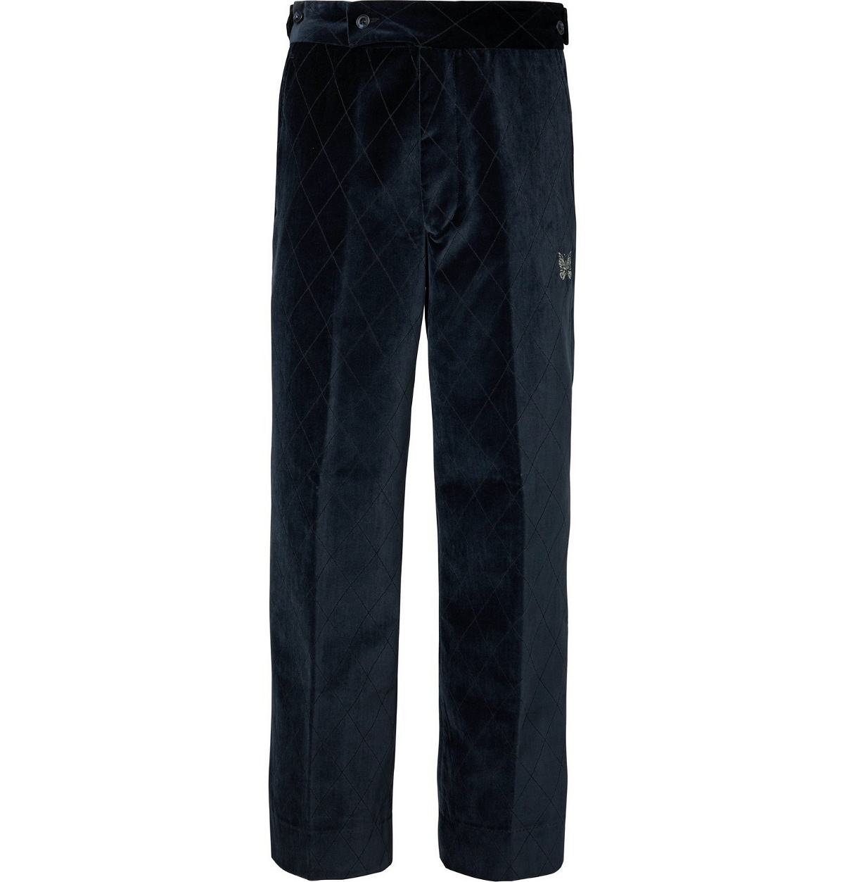 Photo: Needles - Navy Embroidered Velvet Suit Trousers - Blue