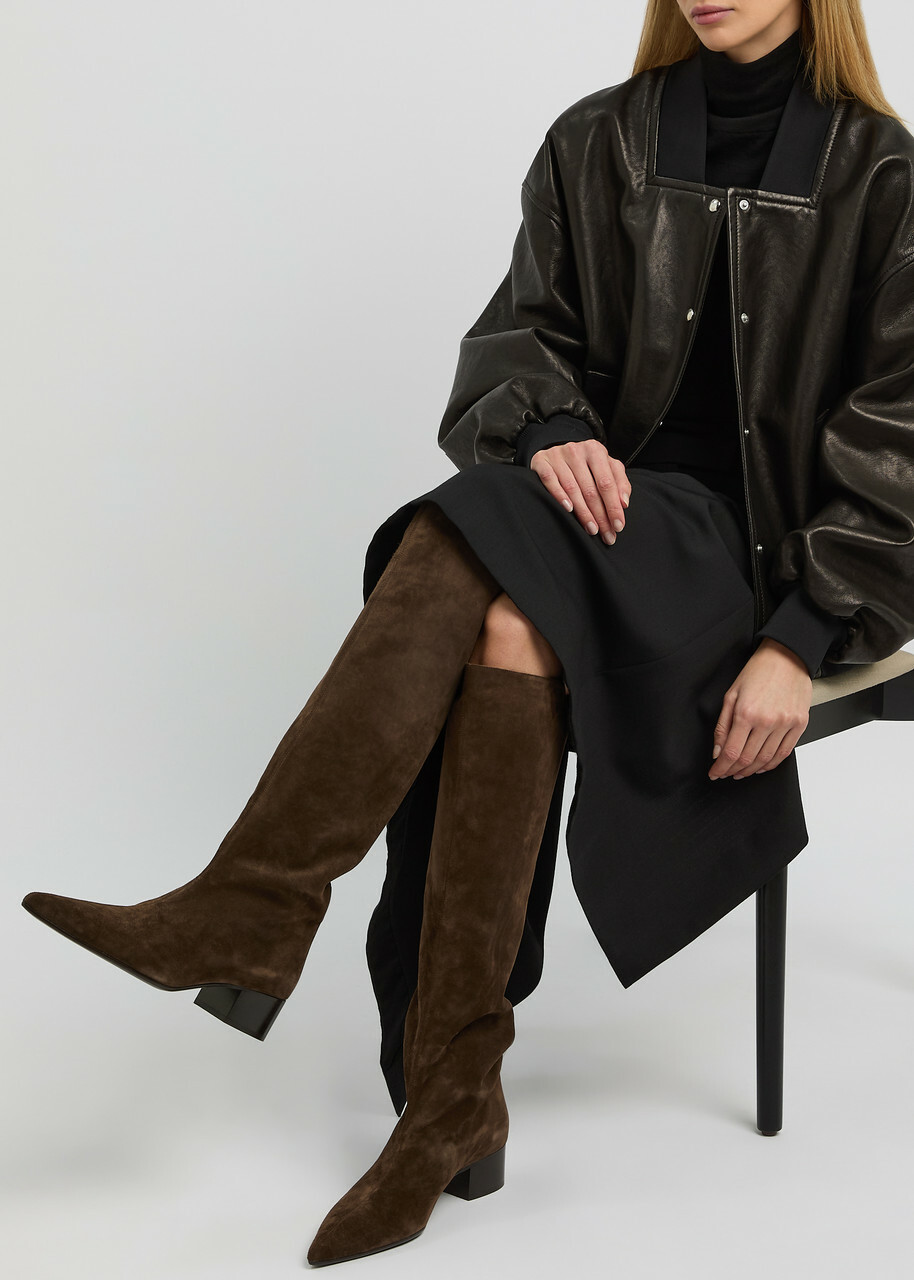 Khaite Andee 40 Suede Knee-high Boots Brown