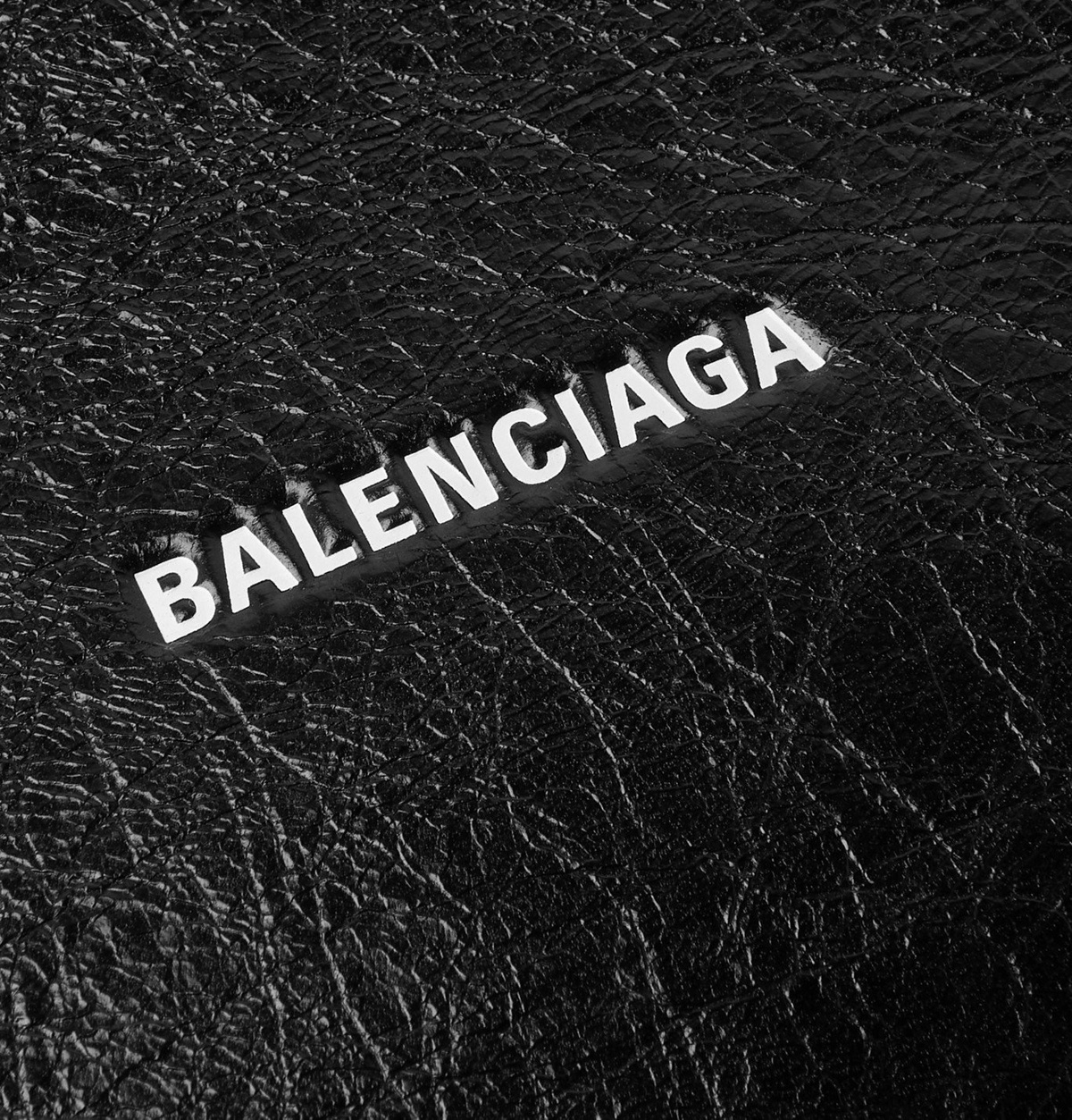 BALENCIAGA - Logo-Print Textured-Leather Tote Bag - Black Balenciaga