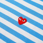 Comme des Garçons Play Men's Little Red Heart Long Sleeve Stripe T in Blue