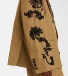 Dries Van Noten Embellished cotton double-breasted blazer