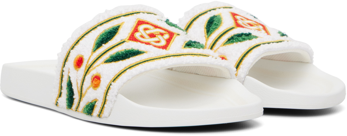 Casablanca White Laurel Terry Slides