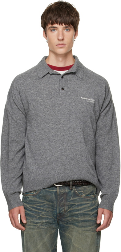 Photo: Acne Studios Gray Wool Knit Polo