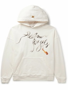 Palm Angels - Foggy Logo-Print Cotton-Jersey Hoodie - White