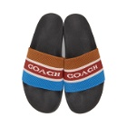 Coach 1941 Brown and Navy Knit Logo Sandals