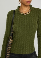 Rabanne Chain-embellished Cable-knit Jumper Khaki