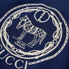 Gucci Men's Horse Parade Logo Crew Neck Sweat in Navy