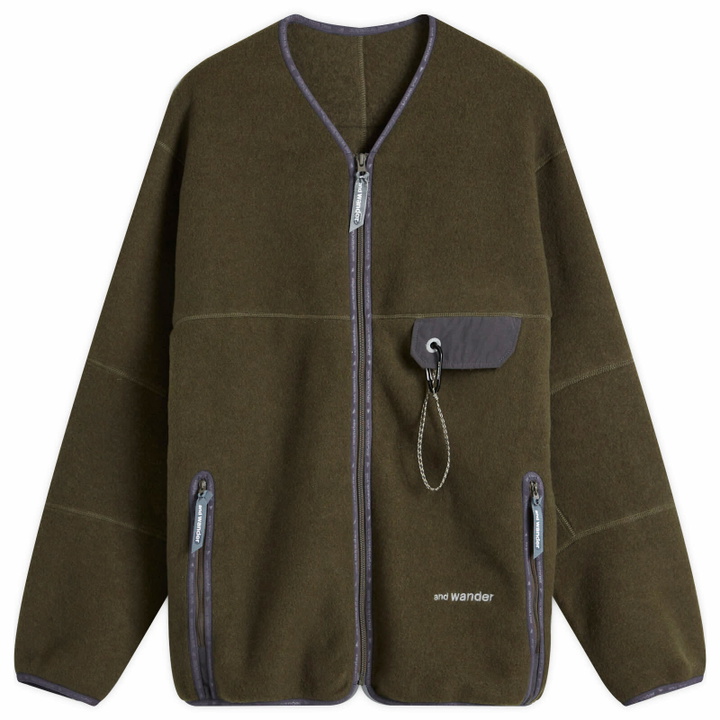 Photo: and wander Wool Fleece Cardigan in Khaki