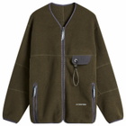 and wander Wool Fleece Cardigan in Khaki