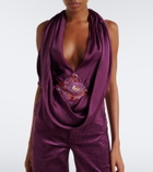 Christopher Esber Cesura lace-trimmed halterneck silk top