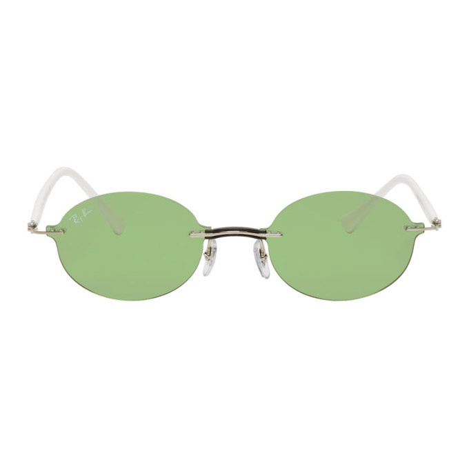 Photo: Ray-Ban Green and White Rimless Round Sunglasses