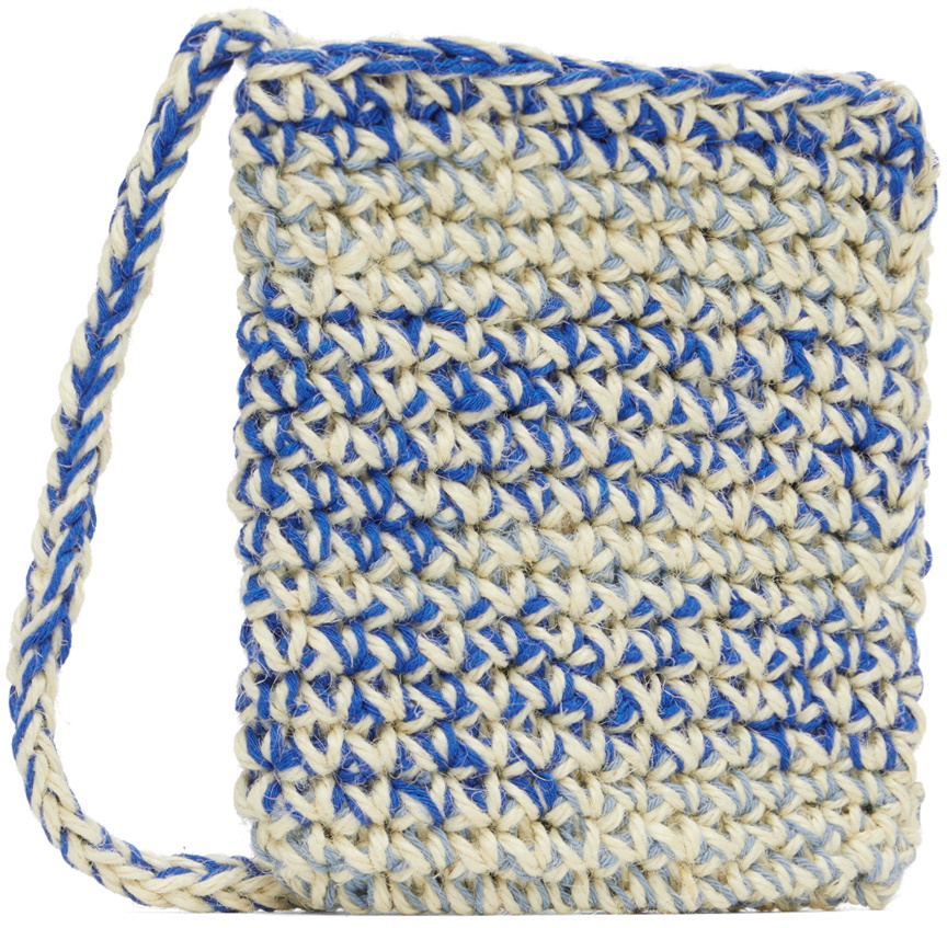 Nicholas Daley Off-White & Blue Crochet Bag