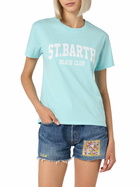 MC2 Saint Barth Woman Cotton Jersey Crewneck T-shirt Emilie With St. Barth Beach Club Print