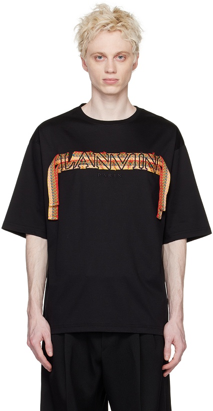 Photo: Lanvin Black Embroidered Trim T-Shirt