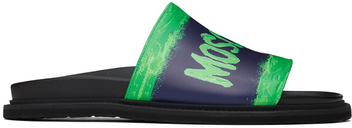 Photo: Moschino Black & Green Logo Sandals