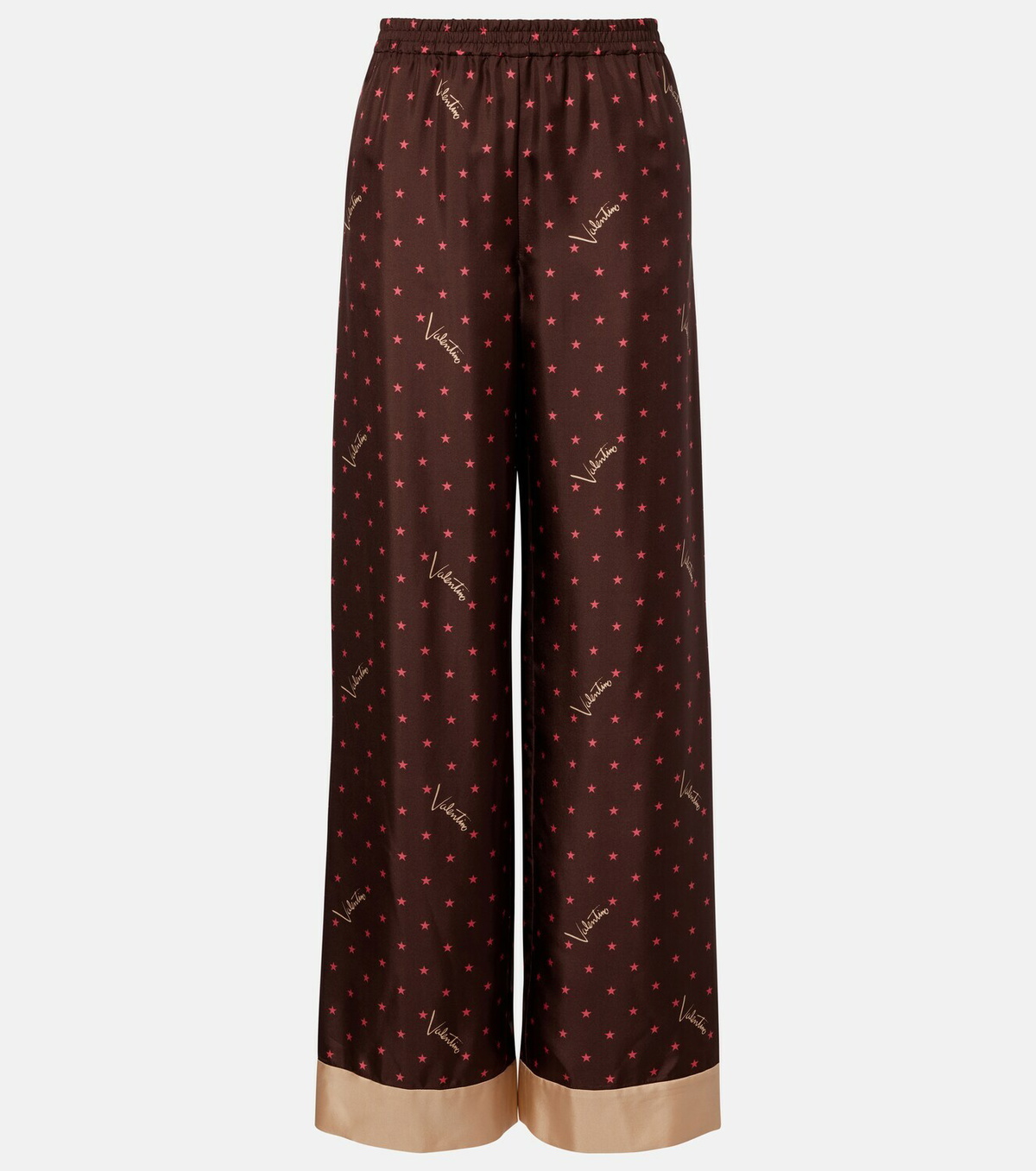Valentino Printed silk twill palazzo pants