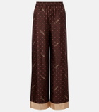 Valentino Printed silk twill palazzo pants