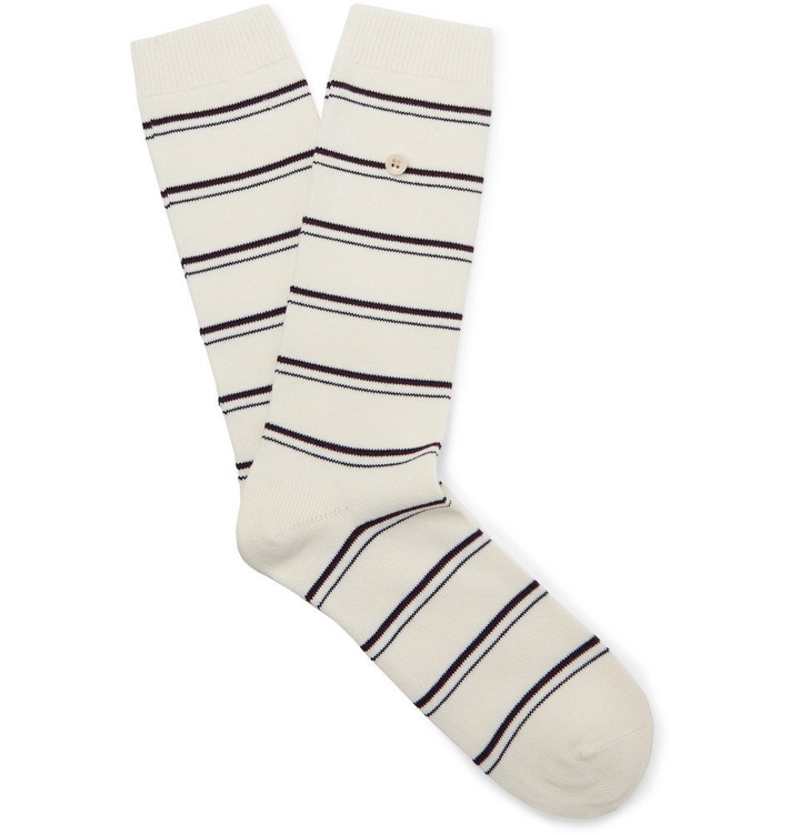 Photo: Folk - Striped Stretch Cotton-Blend Socks - Men - Ecru