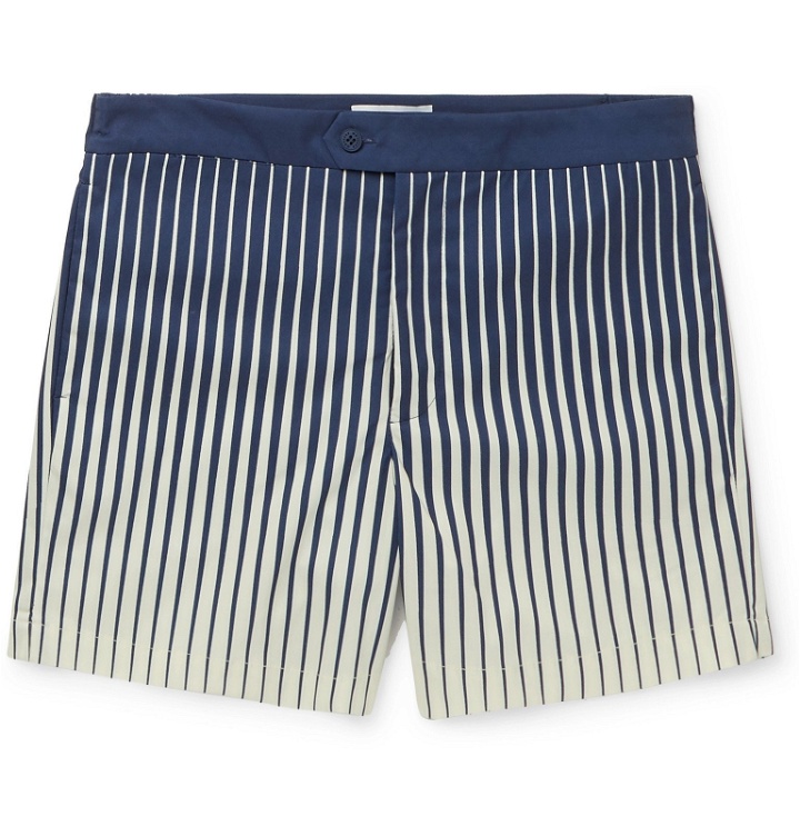 Photo: Odyssee - Fournel Mid-Length Striped Swim Shorts - Blue