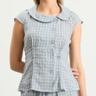 Peachy Den Women's Missy Asymmetric Stretch Blouse Presented by END. in Check