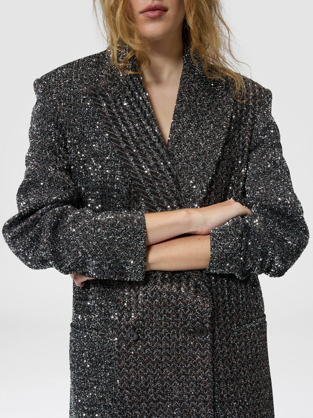 Missoni - Jacket with lapels in lamé viscose blend, Women, Multicoloured