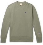 CHAMPION - Logo-Embroidered Fleece-Back Cotton-Blend Jersey Sweatshirt - Green