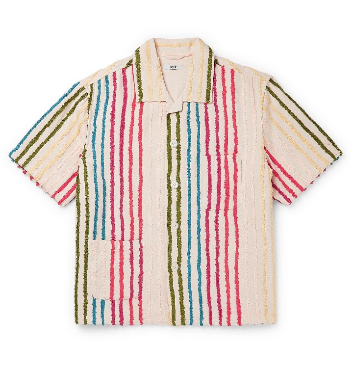 Photo: BODE - Camp-Collar Striped Cotton-Chenille Shirt - Yellow