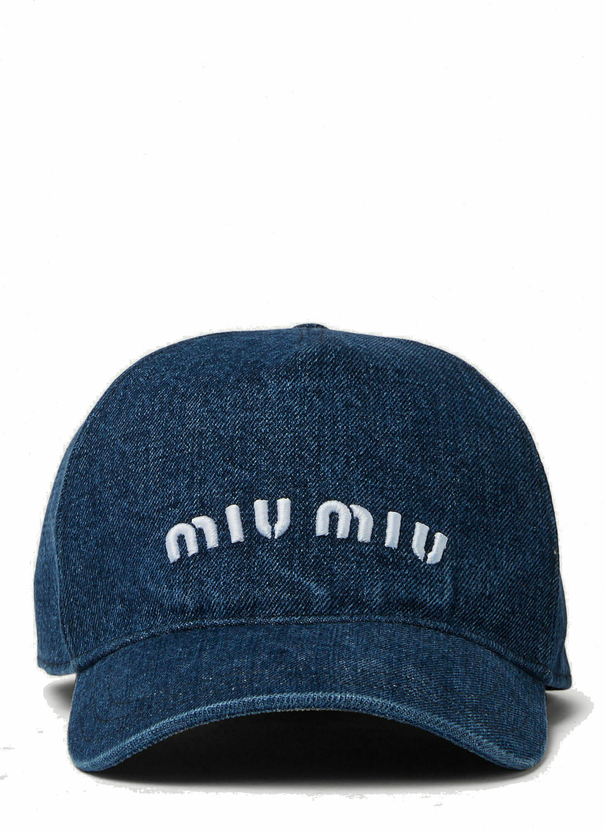 Logo Embroidered Cap in Blue Miu Miu