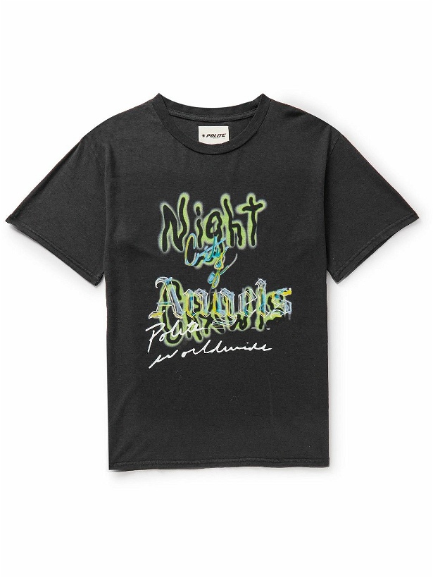 Photo: POLITE WORLDWIDE® - Night Crawlers Logo-Print Cotton-Jersey T-Shirt - Black