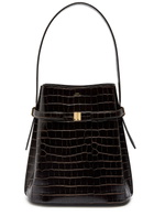 Toteme Belted Crocodile-effect Leather Bucket bag - Dark Brown - One Size