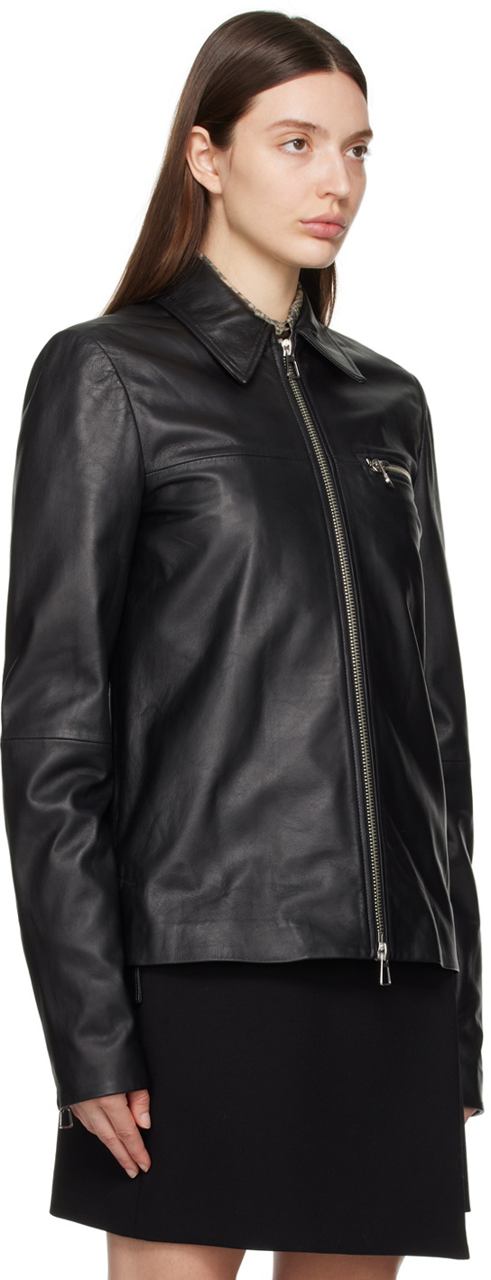 Sportmax Black Gel Leather Jacket