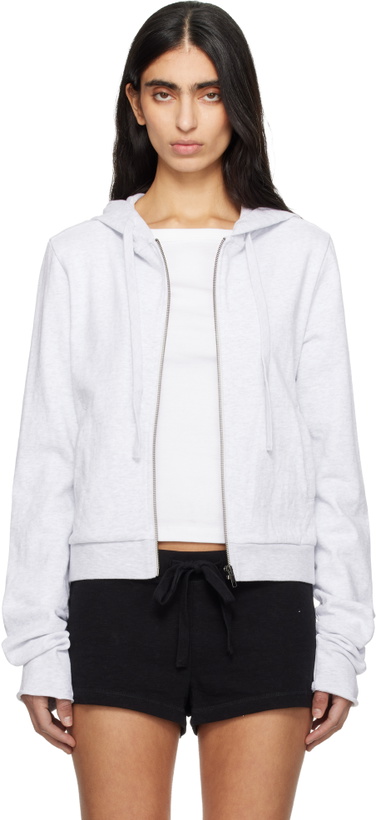 Photo: Entire Studios Gray Lightweight Cropped Zip Up Hoodie