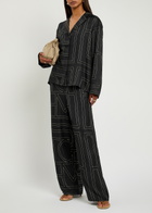 Toteme Logo-embroidered Silk-satin Trousers Black