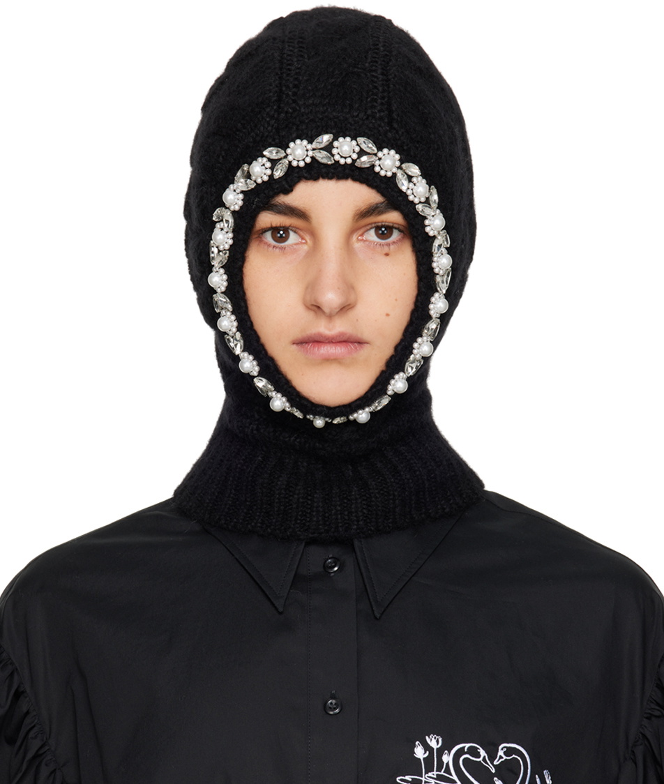 Simone Rocha SSENSE Exclusive Black Beaded Balaclava Simone Rocha