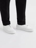 Stone Island - Rubber-Trimmed Leather Sneakers - White