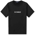 Comme des Garçons Homme Men's Centre Logo T-Shirt in Black