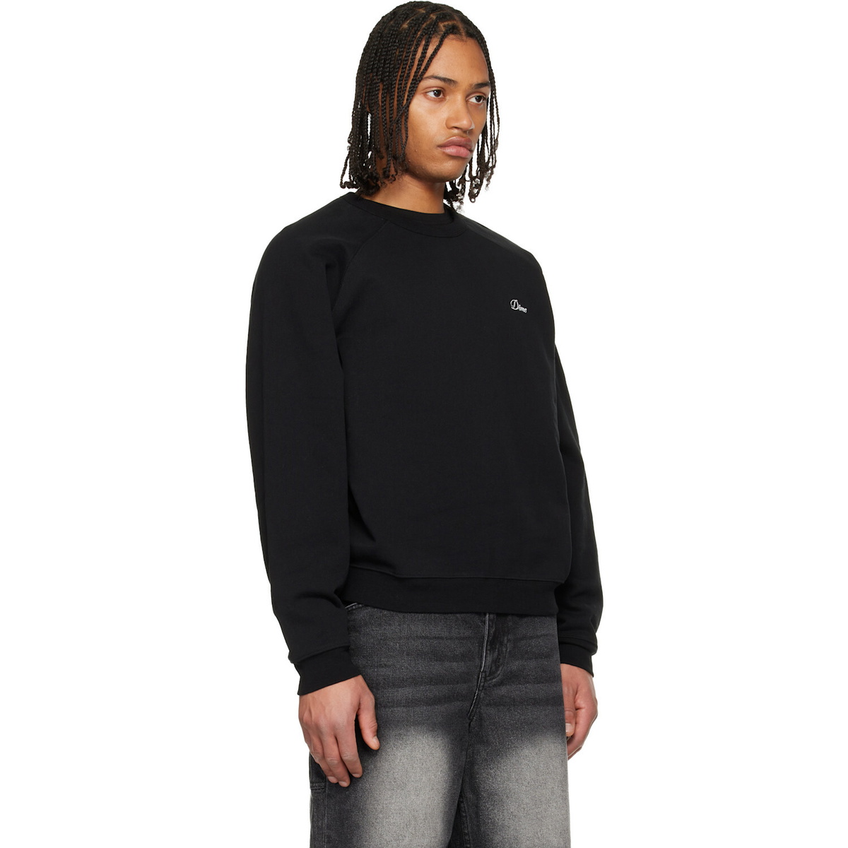 Dime Black Cursive Small Logo Crewneck Sweatshirt