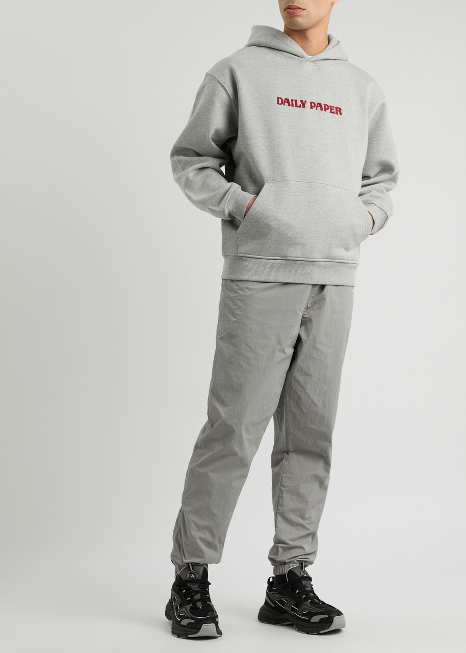 Daily Paper Logo Hooded Jersey Sweatshirt Grey
