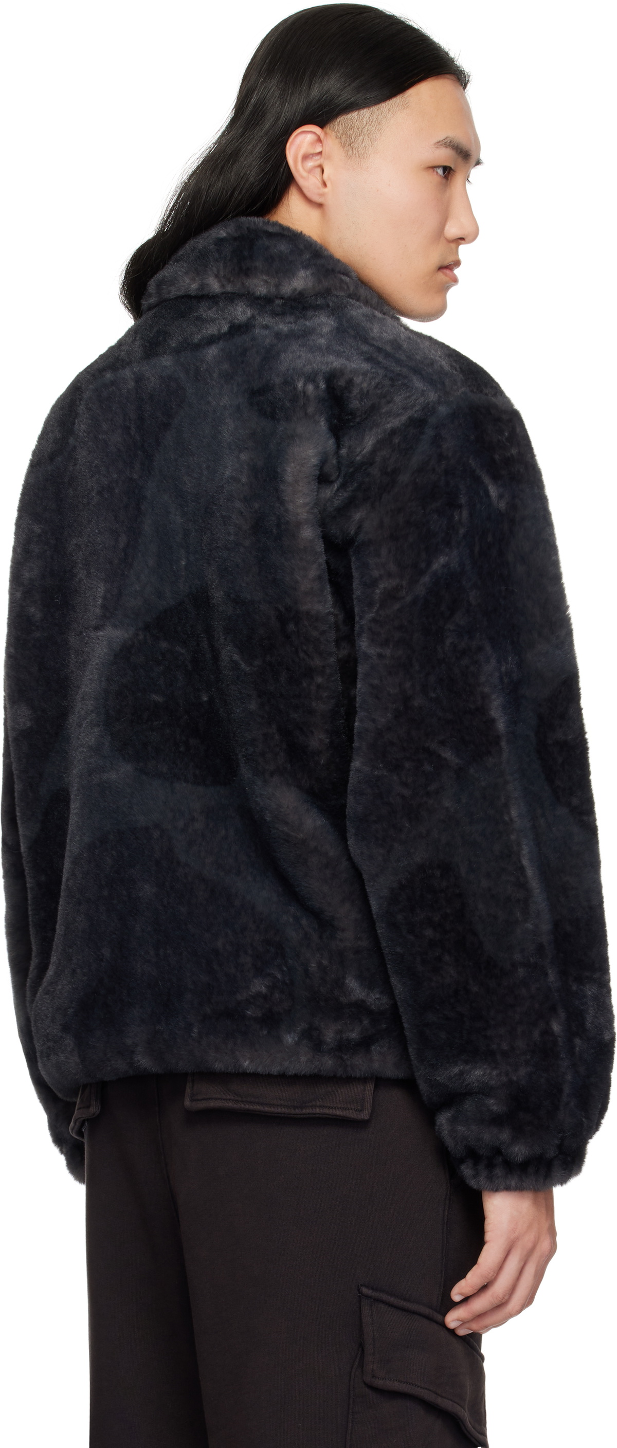 BAPE Gray Camo Fluffy Faux-Fur Jacket A Bathing Ape