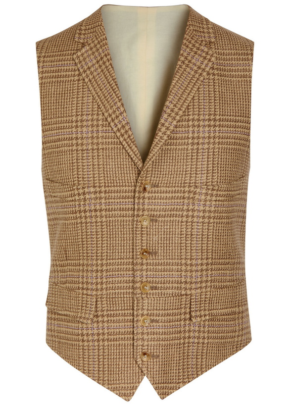 Photo: Polo Ralph Lauren Checked Linen-blend Waistcoat Camel