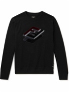 Fendi - Logo-Flocked Cotton-Jersey Sweatshirt - Black