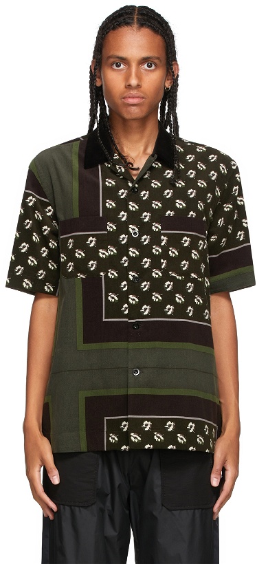 Photo: Sacai Brown & Khaki Floral Print Short Sleeve Shirt