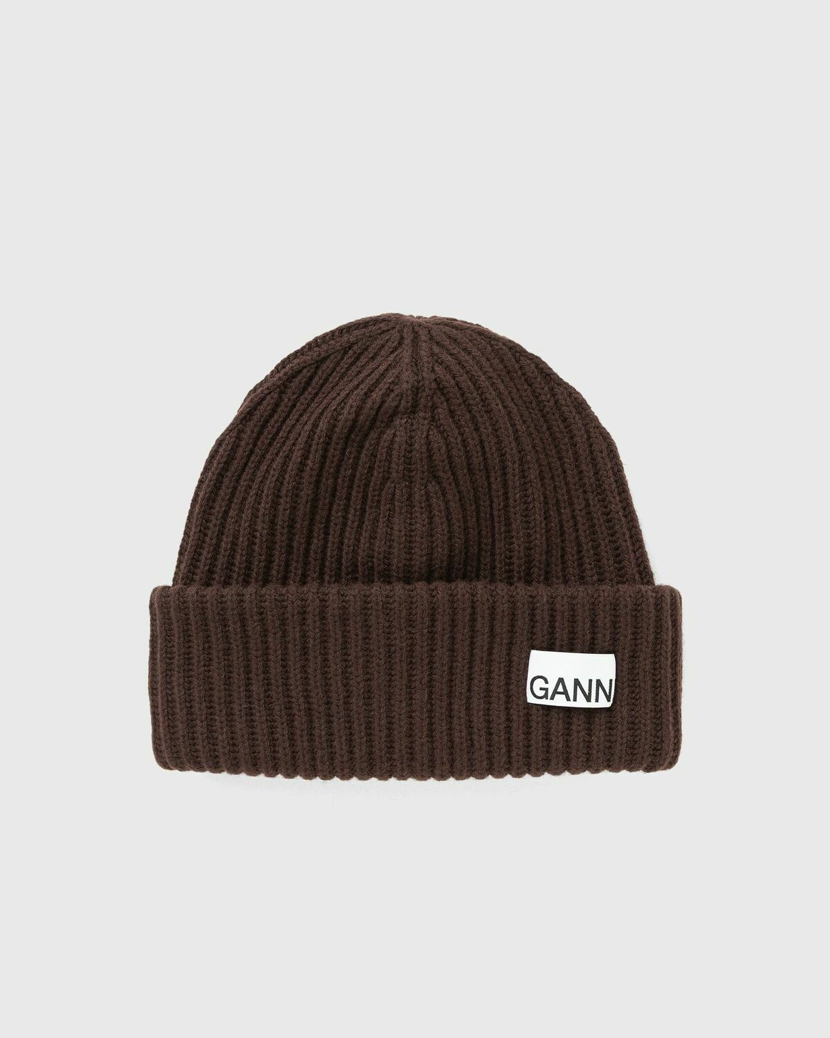Ganni Structured Rib Beanie Brown Womens Beany GANNI