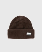 Ganni Structured Rib Beanie Brown Womens Beany